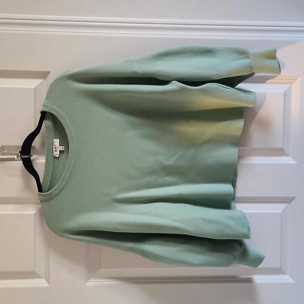 Oat bell sleeve sage sweater
